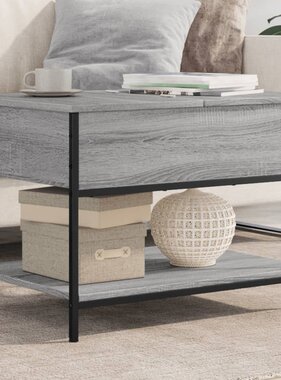 VidaXL Salontafel 70x50x50 cm bewerkt hout en metaal grijs sonoma