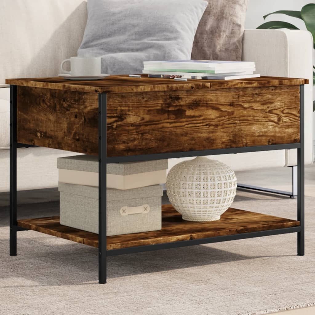VidaXL Salontafel 70x50x50 cm bewerkt hout en metaal gerookt eiken