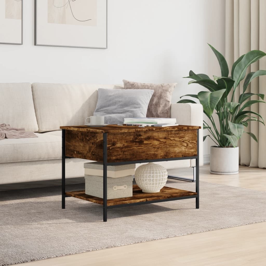 VidaXL Salontafel 70x50x50 cm bewerkt hout en metaal gerookt eiken