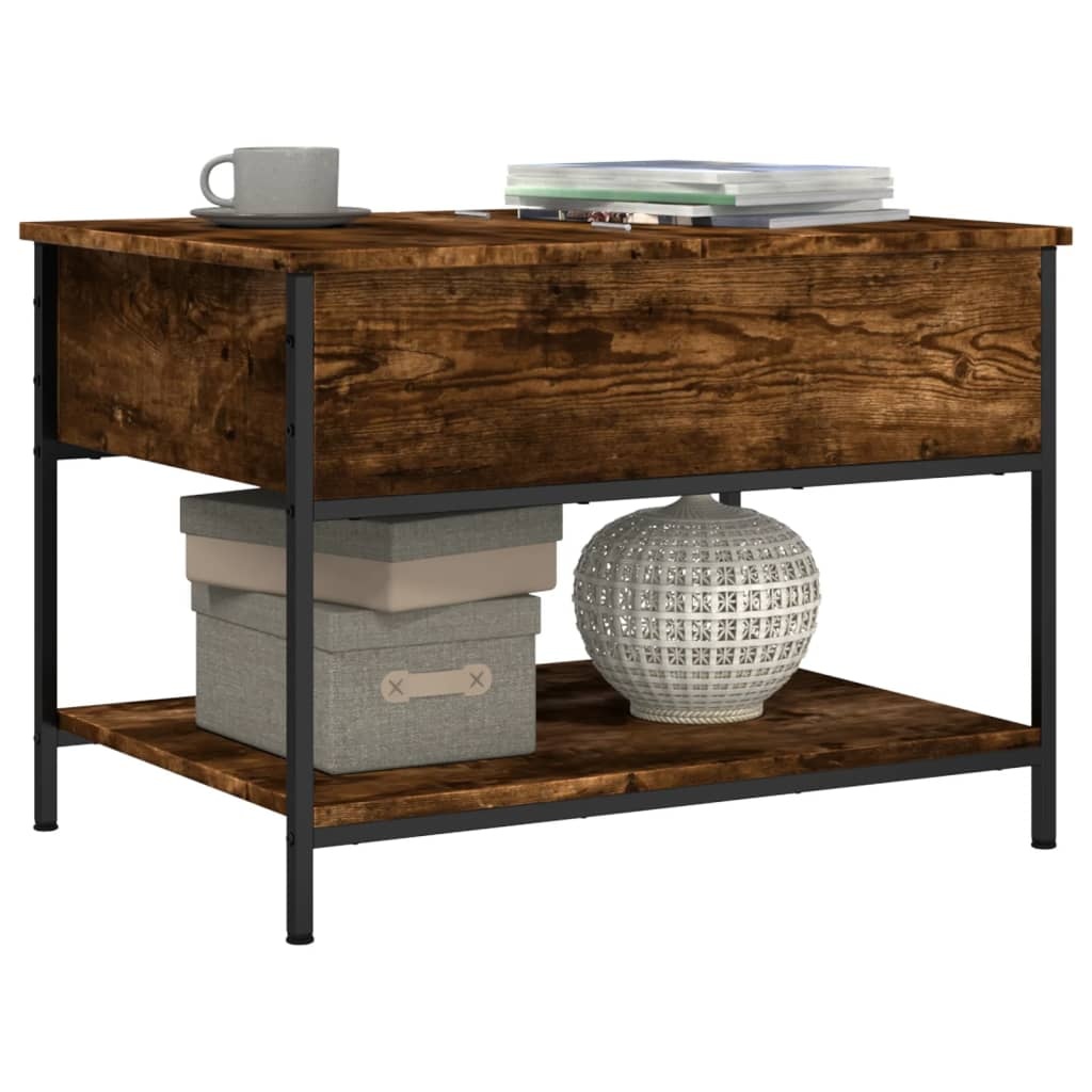 VidaXL Salontafel 70x50x50 cm bewerkt hout en metaal gerookt eiken