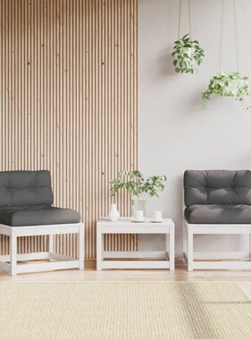 VidaXL Tuinbanken met kussens 2 st massief grenenhout wit