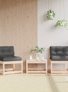 VidaXL Tuinbanken met kussens 2 st massief grenenhout