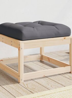 VidaXL Tuinvoetenbank met kussen massief grenenhout