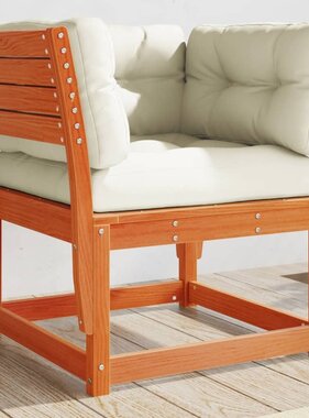 VidaXL Tuinbank met armleuningen en kussens grenenhout wasbruin