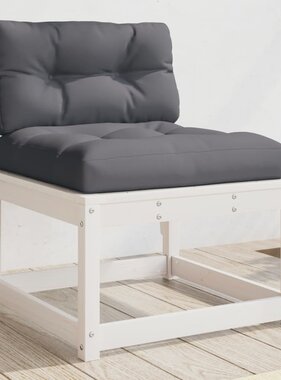 VidaXL Tuinbank met kussens massief grenenhout wit
