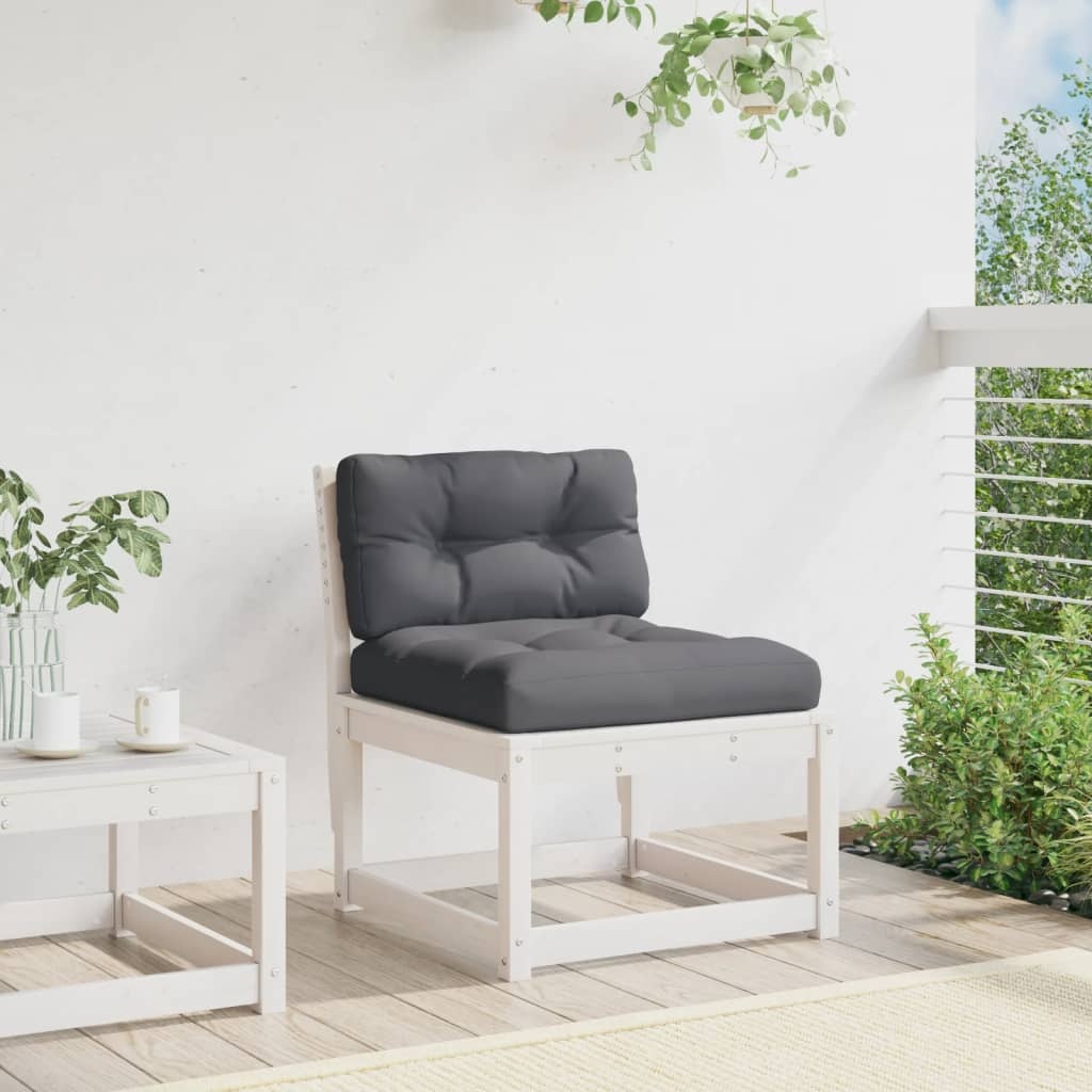 VidaXL Tuinbank met kussens massief grenenhout wit