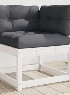 VidaXL Tuinhoekbank met kussens 73x73x78 cm massief grenenhout wit