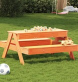 VidaXL Picknicktafel met zandbak voor kinderen grenenhout wasbruin