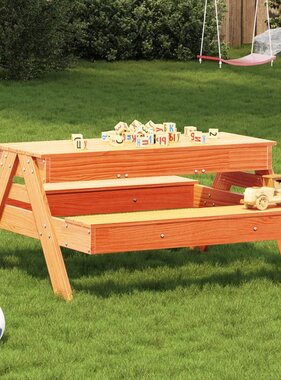 VidaXL Picknicktafel met zandbak voor kinderen grenenhout wasbruin