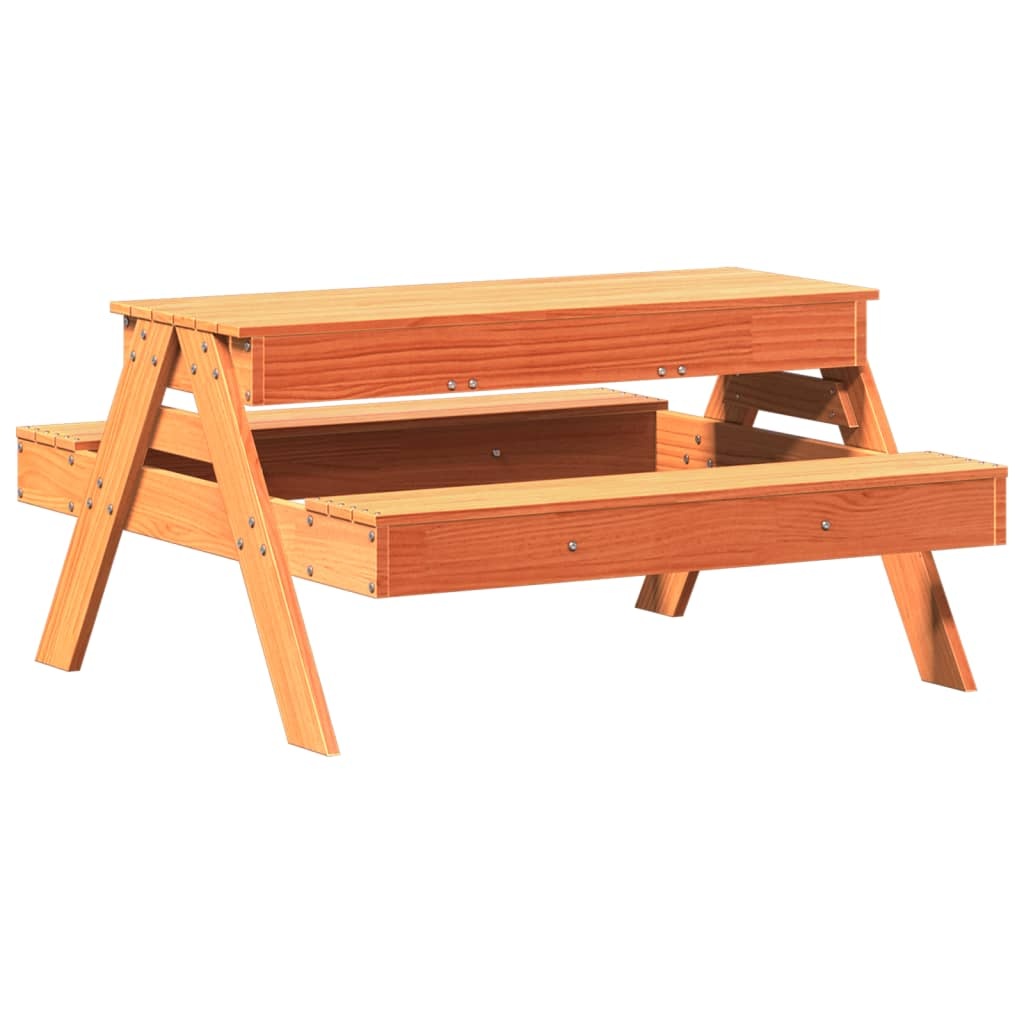 VidaXL Picknicktafel met zandbak voor kinderen grenenhout wasbruin