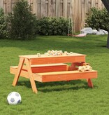 VidaXL Picknicktafel met zandbak voor kinderen grenenhout wasbruin