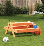 VidaXL Picknicktafel met zandbak voor kinderen grenenhout wasbruin