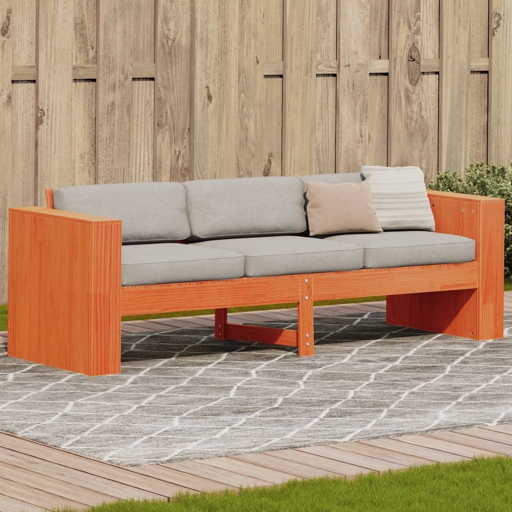 VidaXL Tuinbank 3-zits 189x60x62 cm massief grenenhout wasbruin