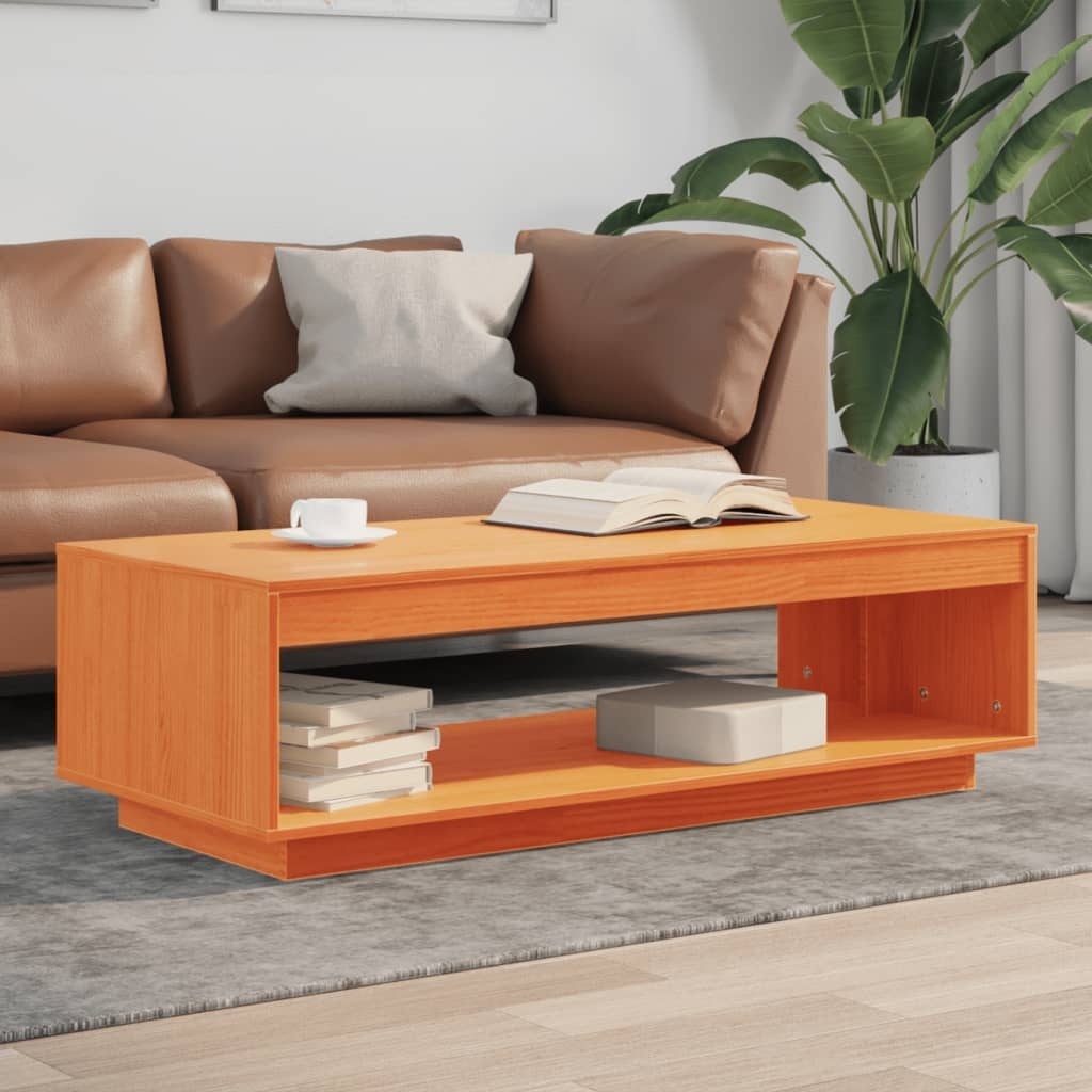VidaXL Salontafel 110x50x33,5 cm massief grenenhout wasbruin