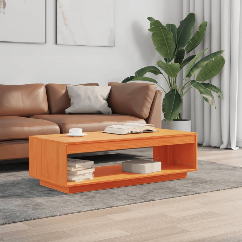 VidaXL Salontafel 110x50x33,5 cm massief grenenhout wasbruin