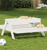 VidaXL Picknicktafel met zandbak voor kinderen massief grenenhout wit