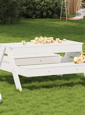 VidaXL Picknicktafel met zandbak voor kinderen massief grenenhout wit