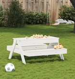 VidaXL Picknicktafel met zandbak voor kinderen massief grenenhout wit