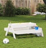 VidaXL Picknicktafel met zandbak voor kinderen massief grenenhout wit