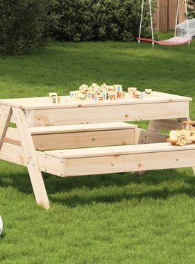 vidaXL Picknicktafel met zandbak voor kinderen massief grenenhout