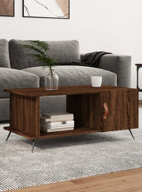 VidaXL Salontafel 90x50x40 cm bewerkt hout bruin eikenkleur