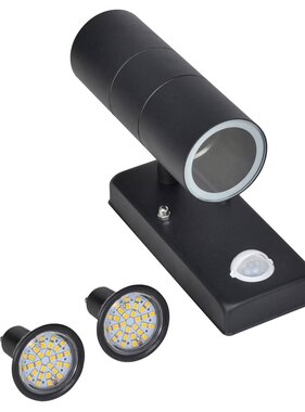 vidaXL Wandlamp met sensor LED cilindervormig RVS zwart