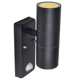 vidaXL Wandlamp met sensor LED cilindervormig RVS zwart