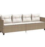 vidaXL Ligbed met kussens poly rattan beige