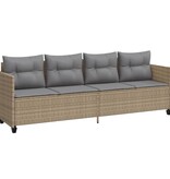 vidaXL Ligbed met kussens poly rattan beige