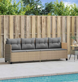 vidaXL Ligbed met kussens poly rattan beige