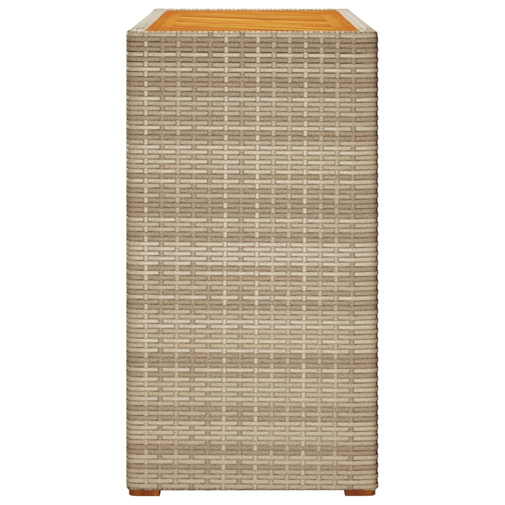 vidaXL Tuinbijzettafel met houten blad 100x40x75 cm poly rattan beige