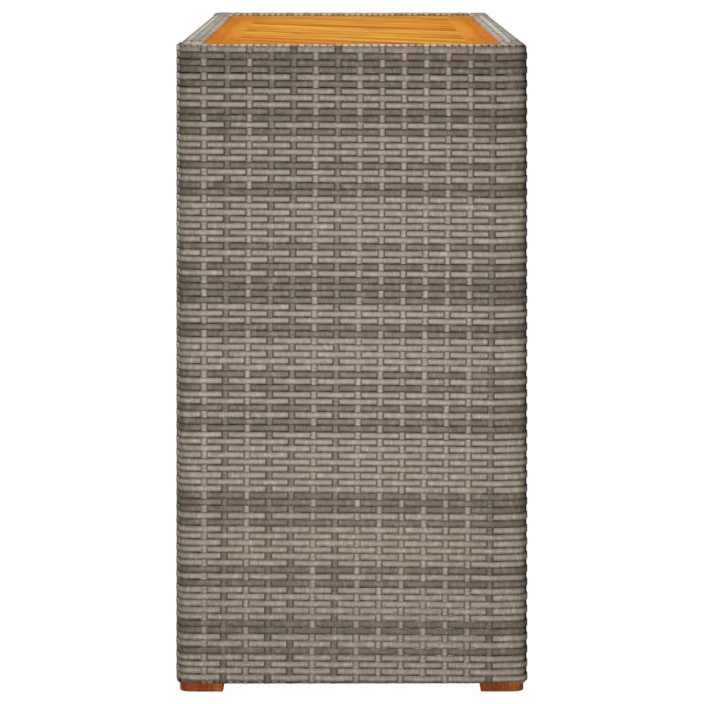 vidaXL Tuinbijzettafel met houten blad 100x40x75 cm poly rattan grijs