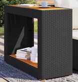 vidaXL Tuinbijzettafel met houten blad 100x40x75 cm poly rattan zwart