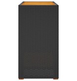 vidaXL Tuinbijzettafel met houten blad 100x40x75 cm poly rattan zwart