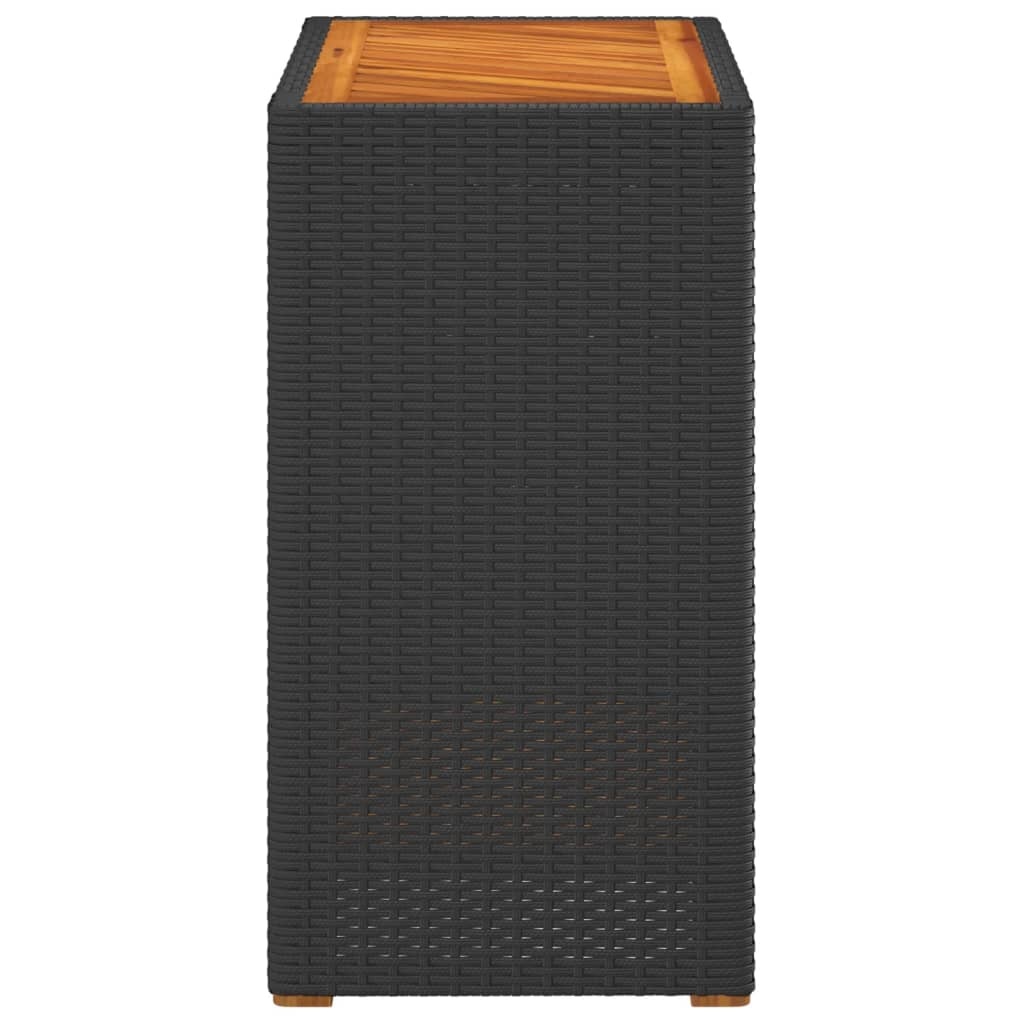 vidaXL Tuinbijzettafel met houten blad 60x40x75 cm poly rattan zwart