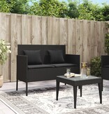 vidaXL Tuinbank met kussens poly rattan zwart