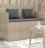 vidaXL Tuinbank met kussens poly rattan lichtgrijs