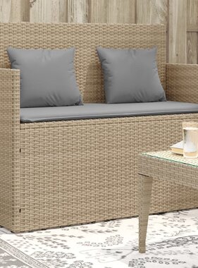 vidaXL Tuinbank met kussens poly rattan beige