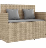 vidaXL Tuinbank met kussens poly rattan beige