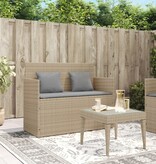 vidaXL Tuinbank met kussens poly rattan beige