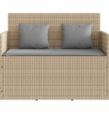 vidaXL Tuinbank met kussens poly rattan beige