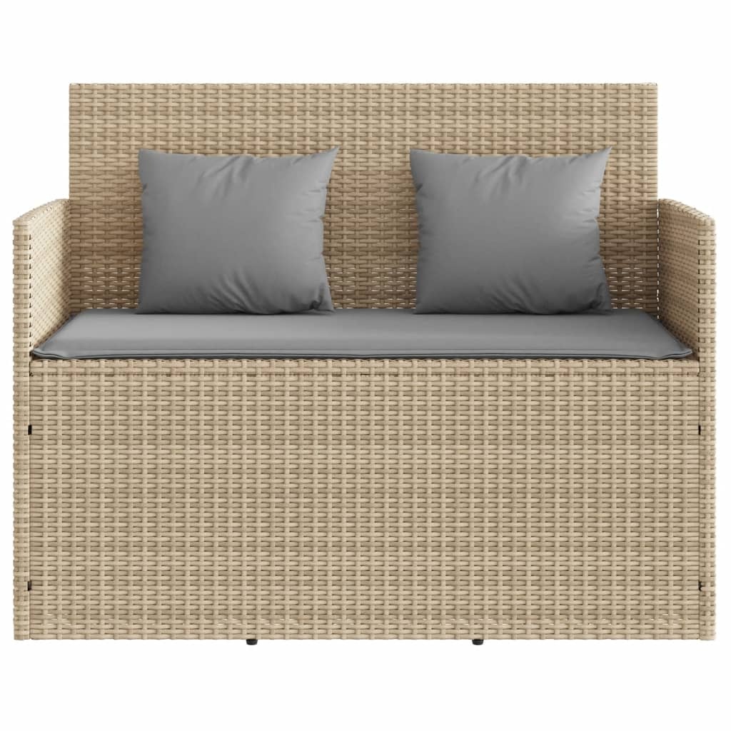 vidaXL Tuinbank met kussens poly rattan beige