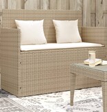 vidaXL Tuinbank met kussens poly rattan beige