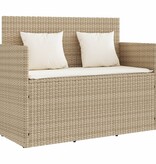 vidaXL Tuinbank met kussens poly rattan beige