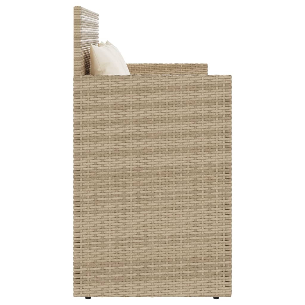 vidaXL Tuinbank met kussens poly rattan beige