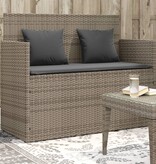 vidaXL Tuinbank met kussens poly rattan grijs