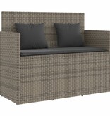 vidaXL Tuinbank met kussens poly rattan grijs