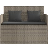 vidaXL Tuinbank met kussens poly rattan grijs