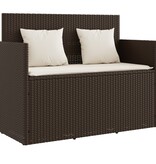 vidaXL Tuinbank met kussens poly rattan bruin