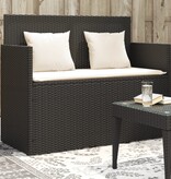 vidaXL Tuinbank met kussens poly rattan zwart